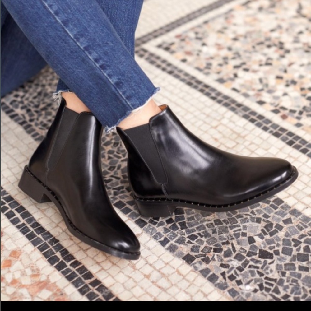 Sezane Low Henry Boot, Studs Black